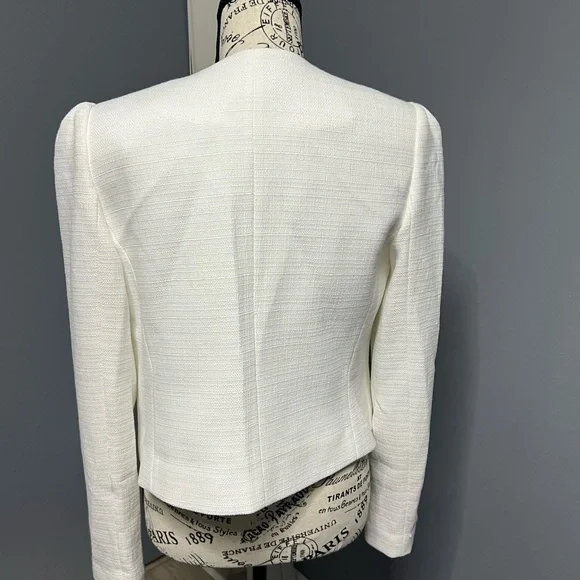 Calvin Klein Women's X-Fit Cropped Open Front Blazer Jacket Size 8 White NWOT - Picture 6 of 8